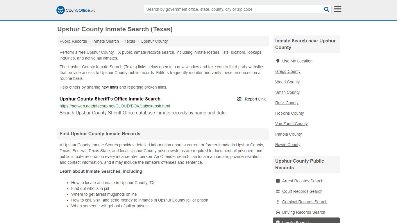 Inmate Search - Upshur County, TX (Inmate Rosters & Locators)